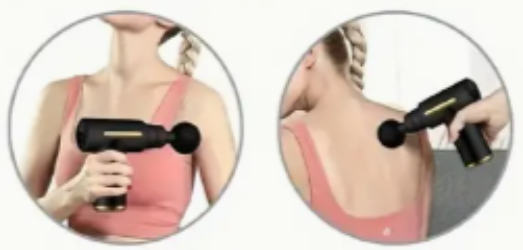woman using mini massage gun